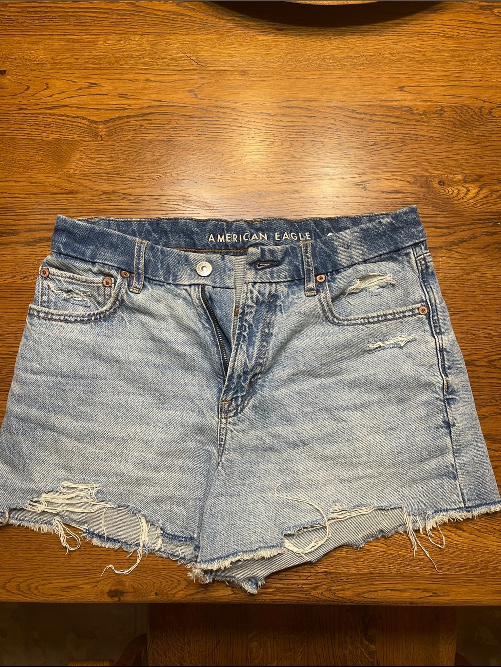 American Eagle Outfitters Light Blue Distressed Cutoff Denim Shorts